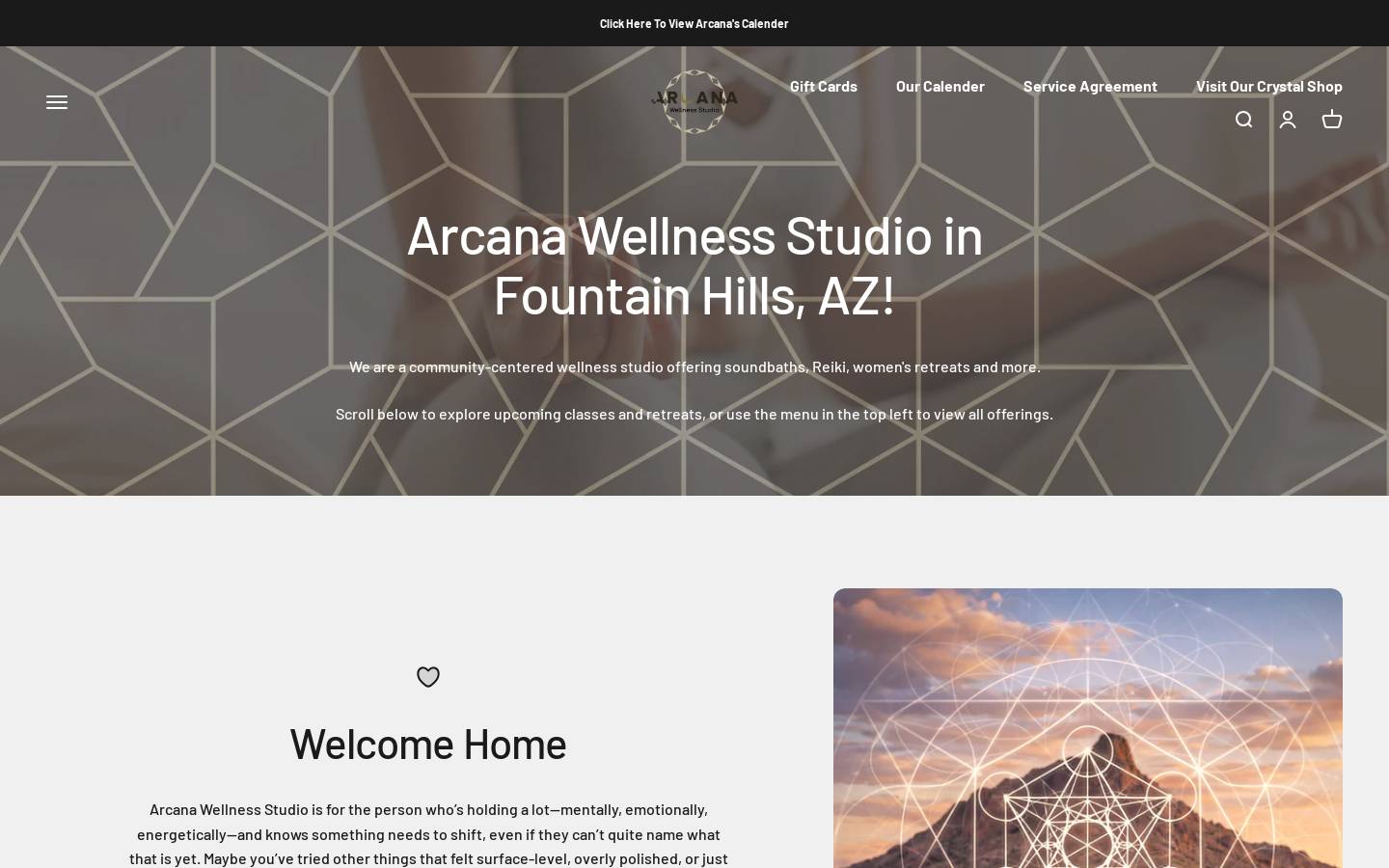 arcanawellnessstudio.com homepage screenshot