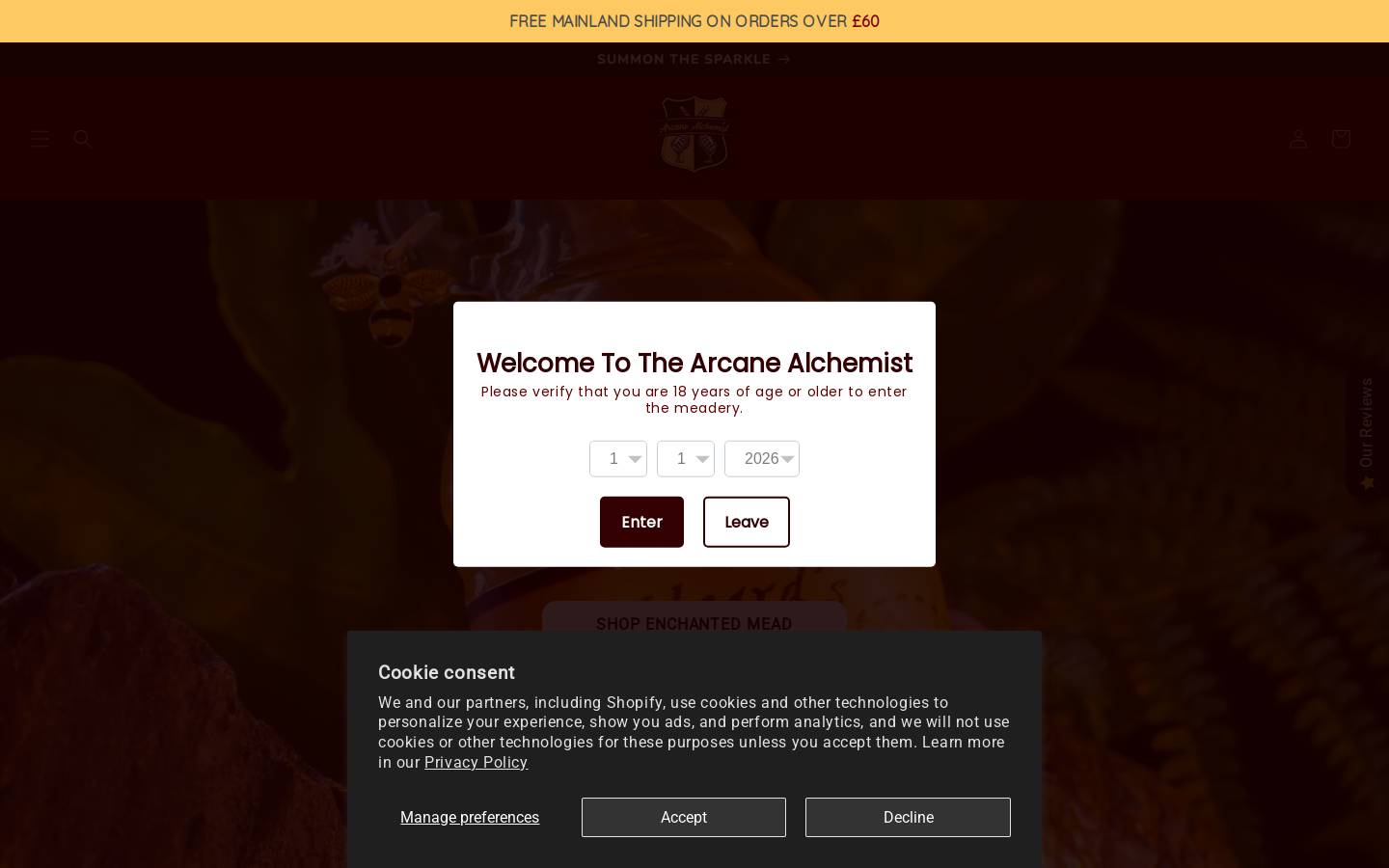 Arcane Alchemist homepage screenshot