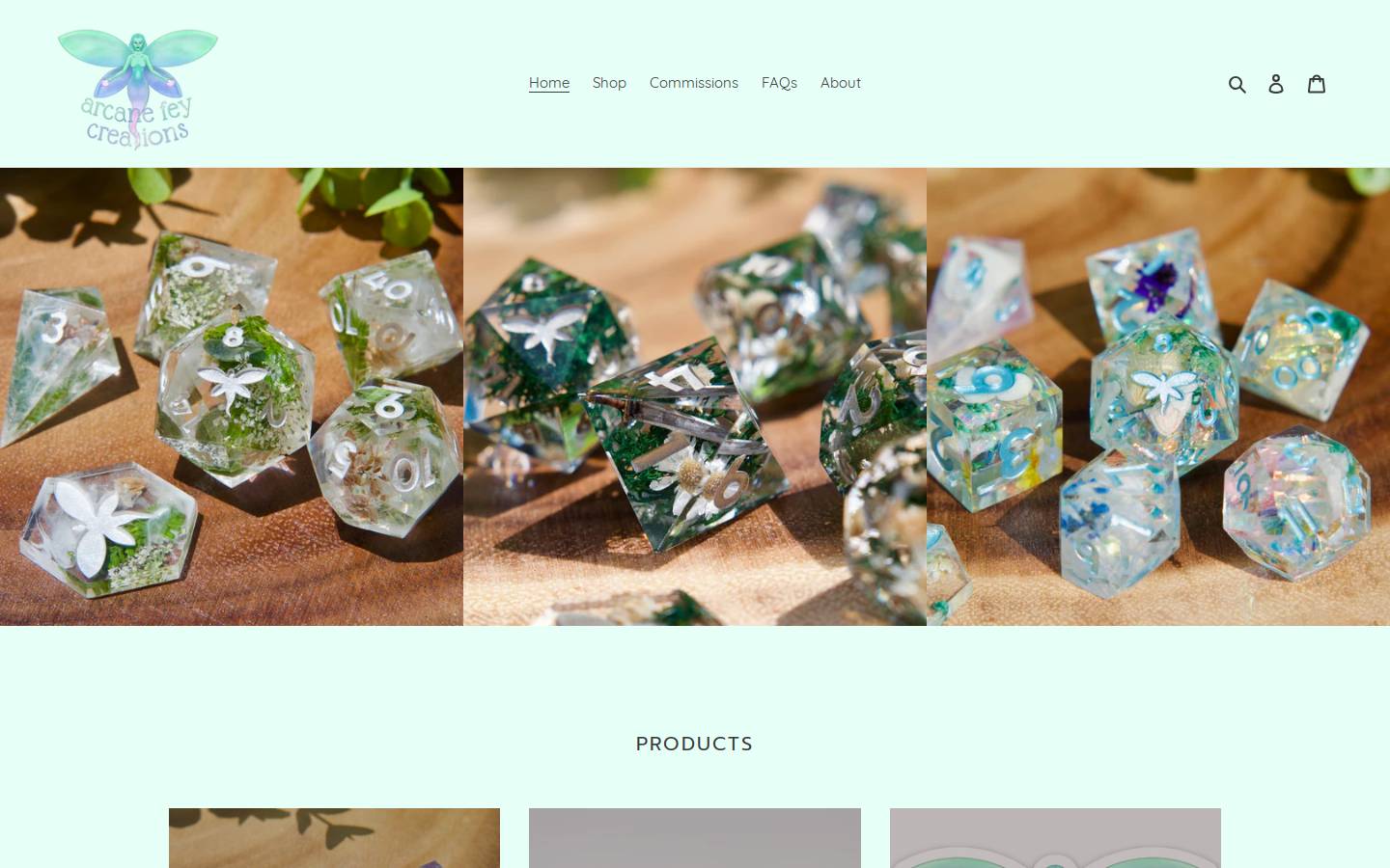 arcanefeycreations.com homepage screenshot