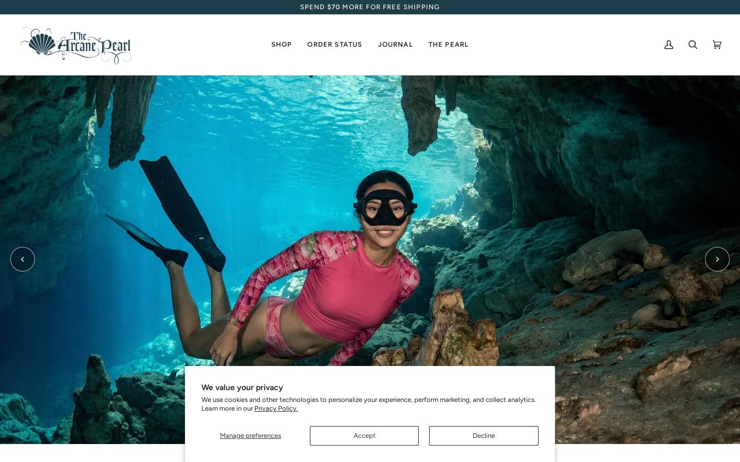 arcanepearl.com homepage screenshot