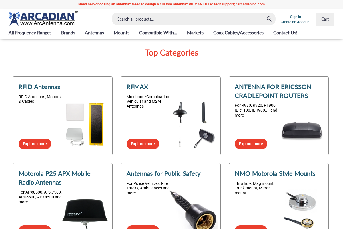 arcantenna.com homepage screenshot