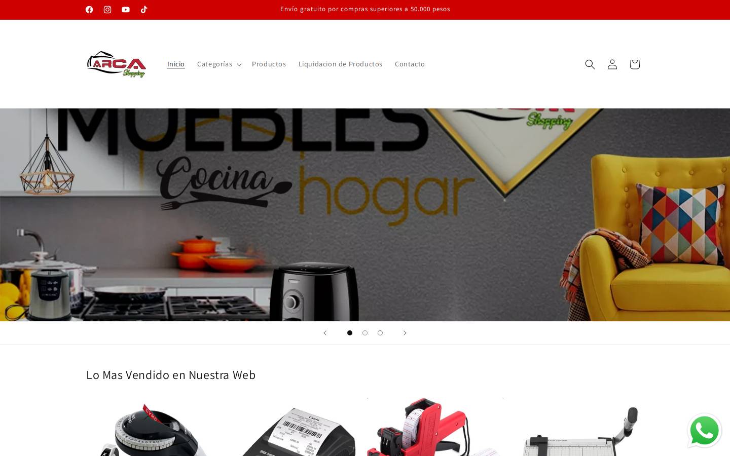 arcashopping.cl homepage screenshot