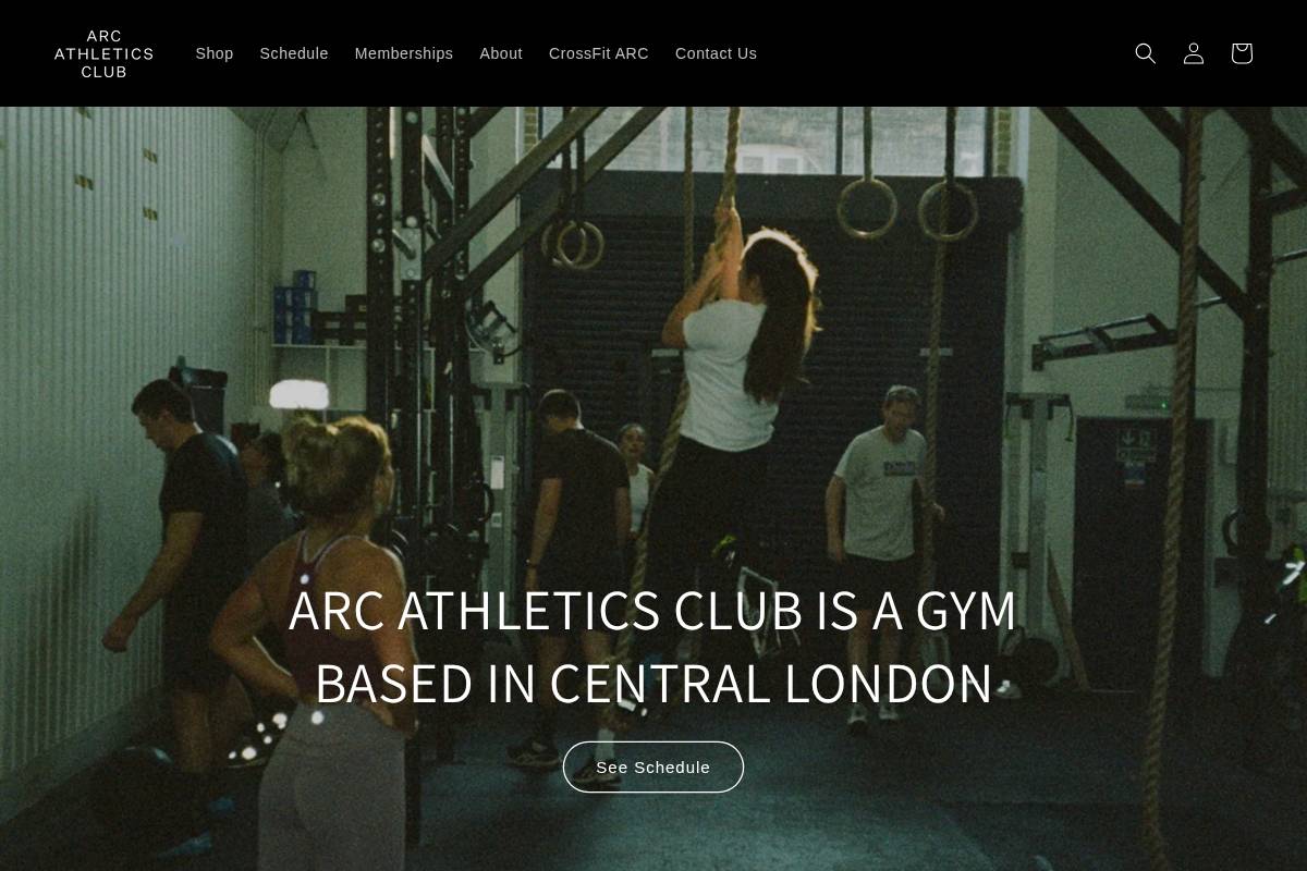 ARC Athletics homepage screenshot