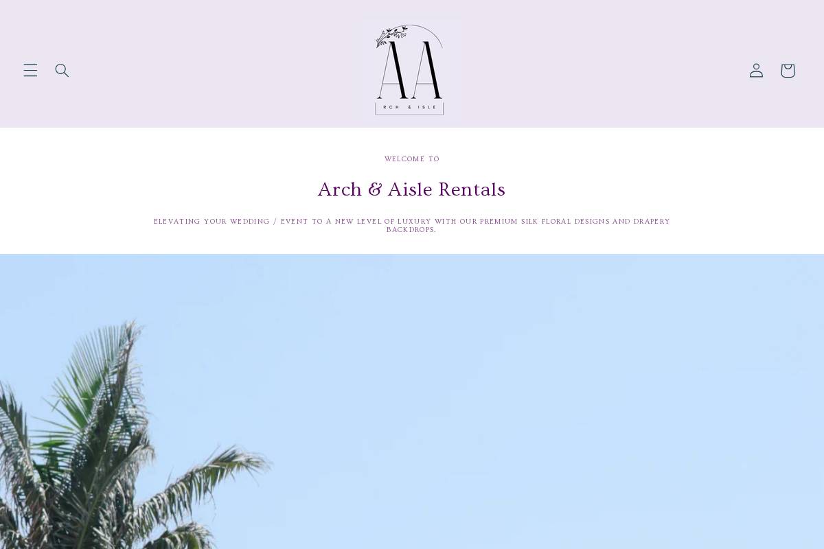 ARCH & AISLE Rentals homepage screenshot