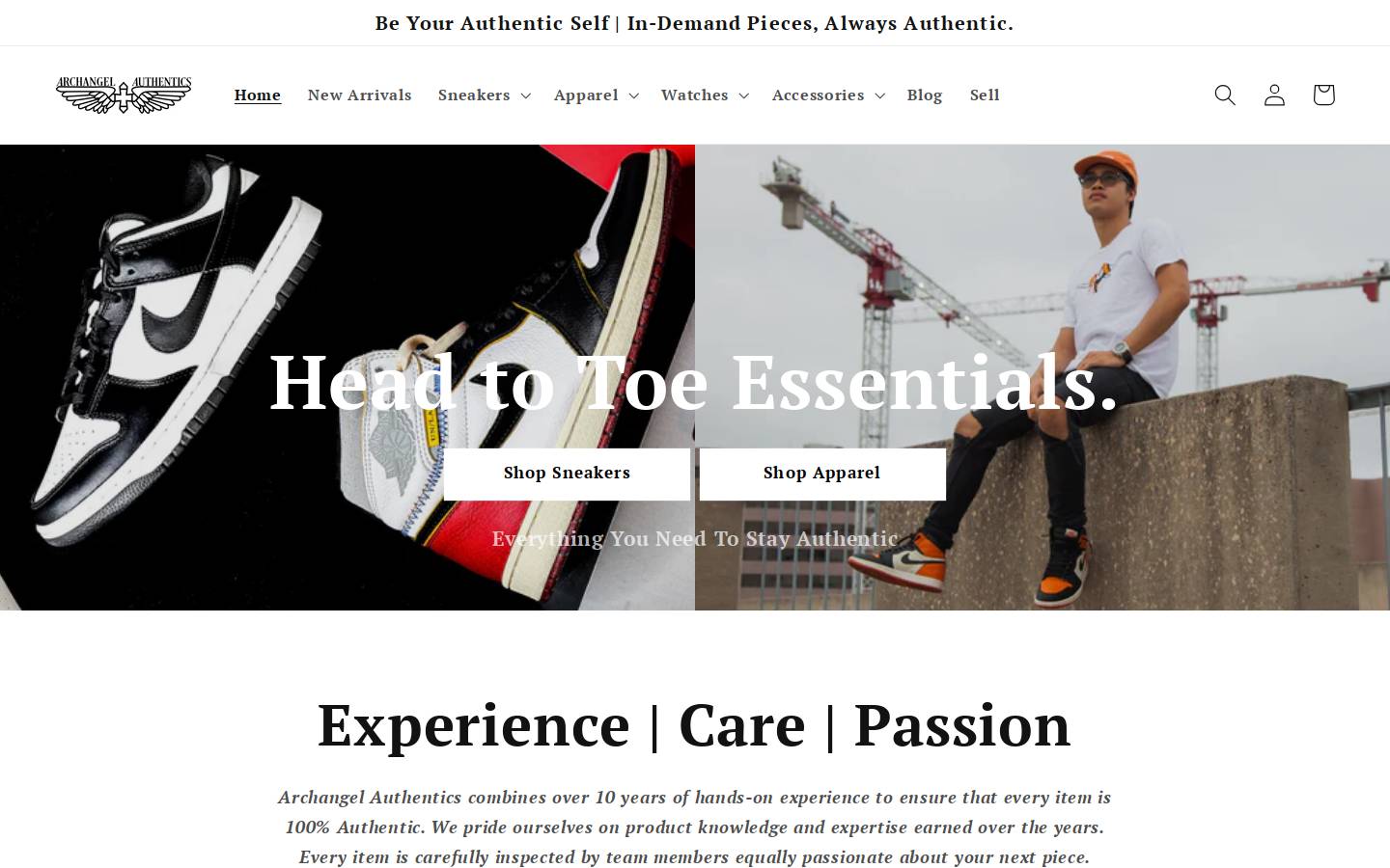 archangelauthentics.com homepage screenshot