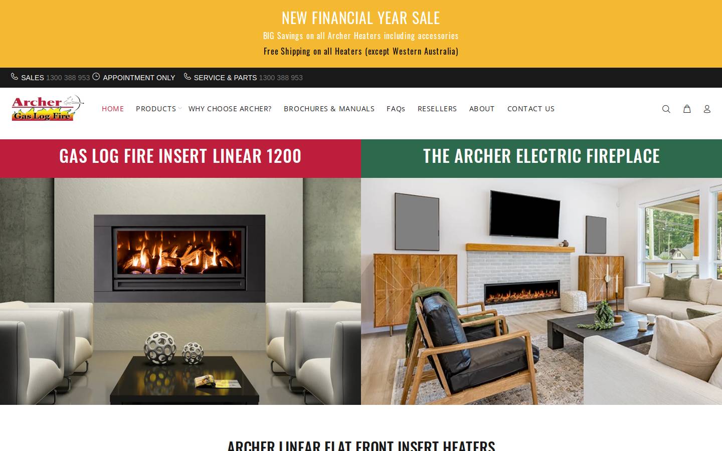 archergaslogfires.com.au homepage screenshot