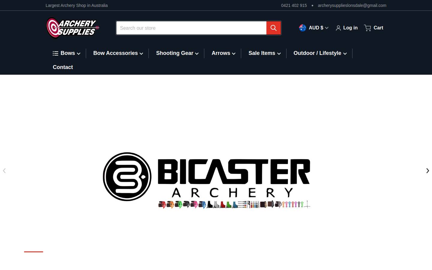 archeryshop.com.au homepage screenshot