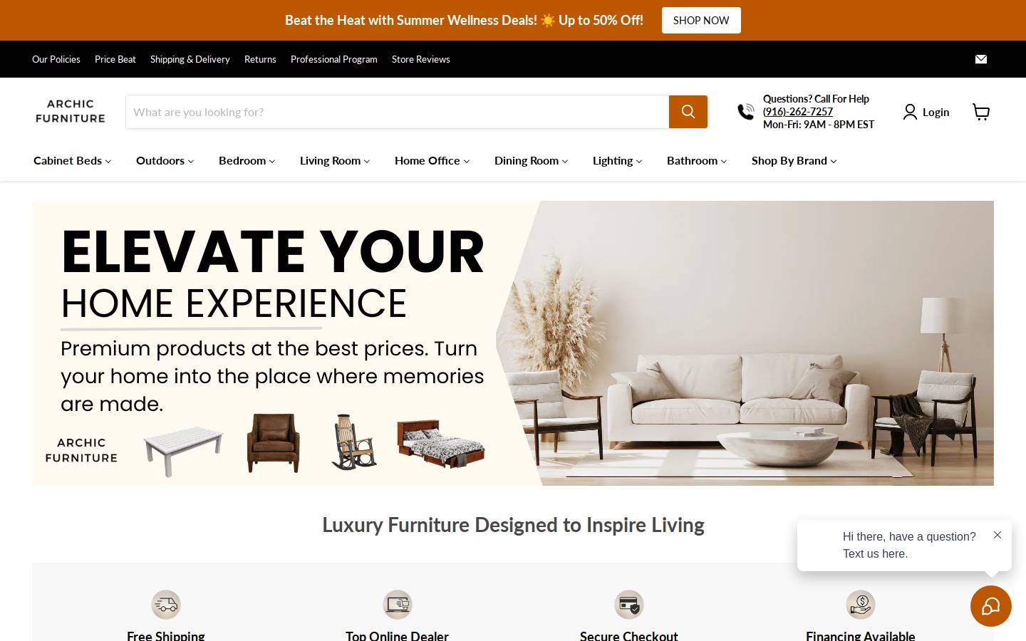 Archic Furniture homepage screenshot