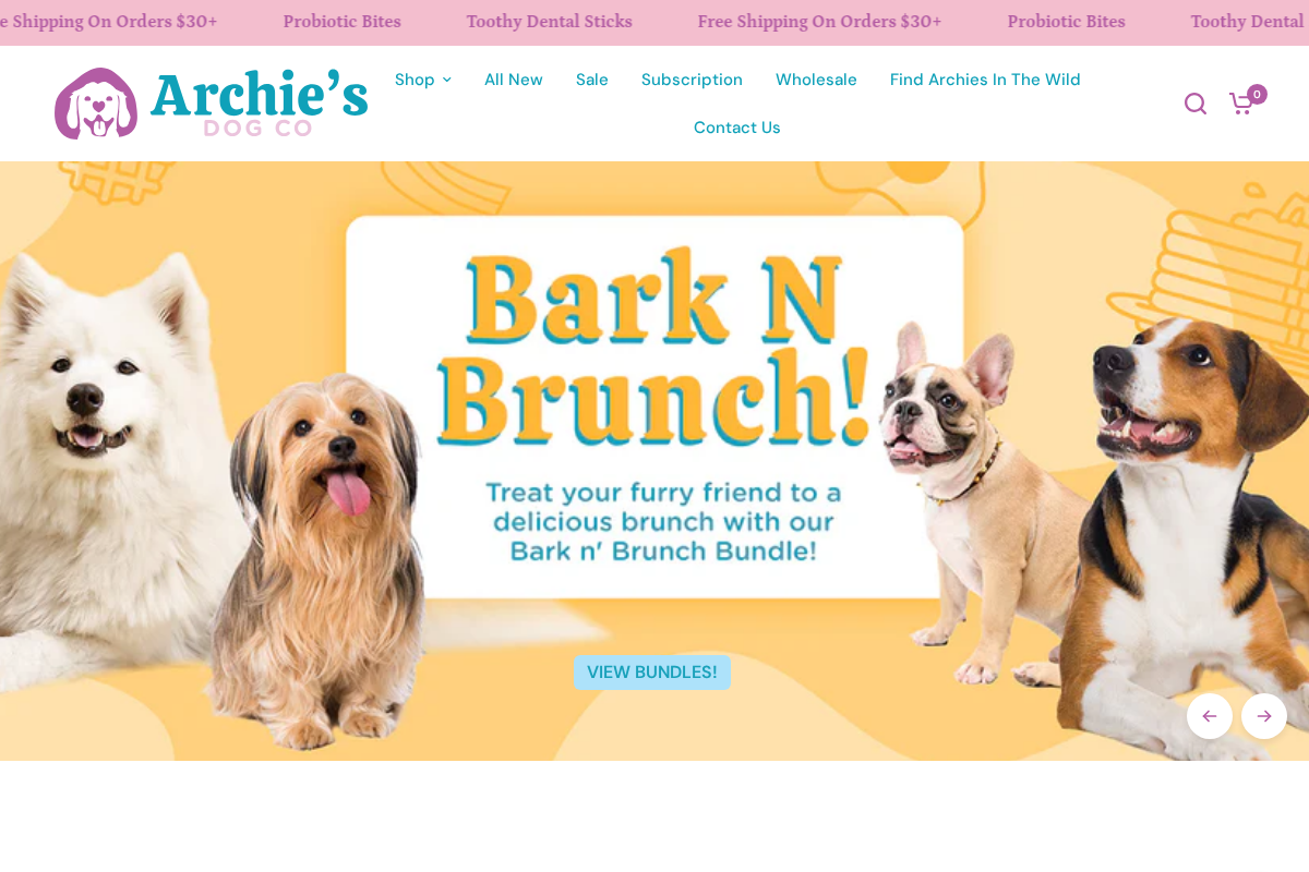 Archie's Dog Co. homepage screenshot