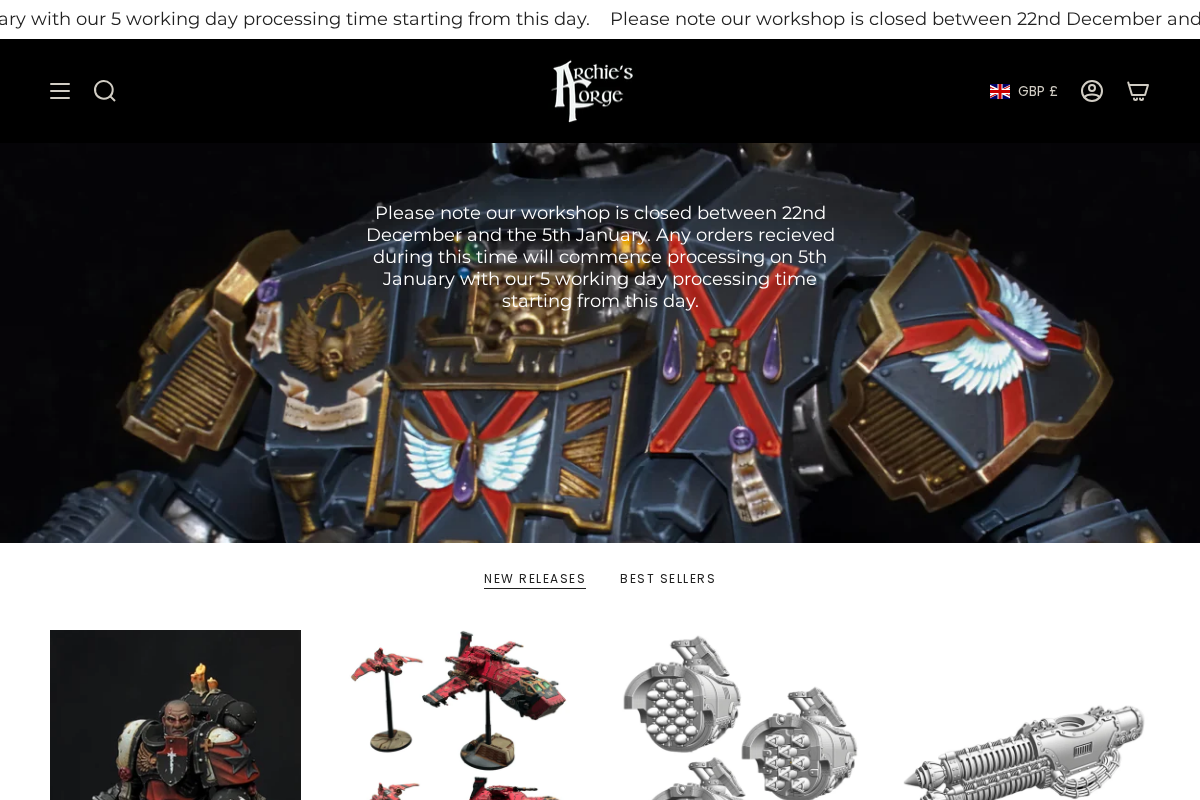 Archies Forge homepage screenshot