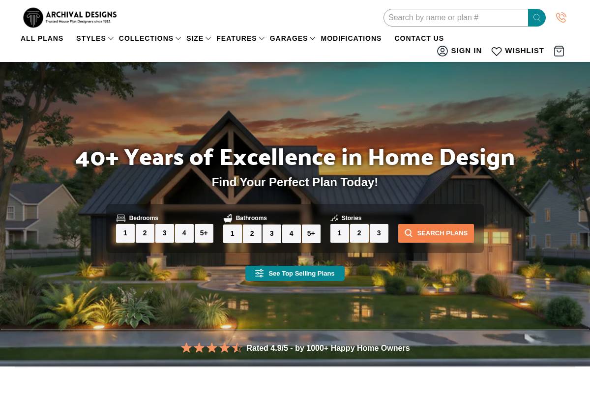 Archival Designs homepage screenshot