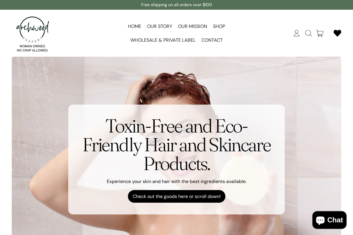 archwoodsoapery.com homepage screenshot