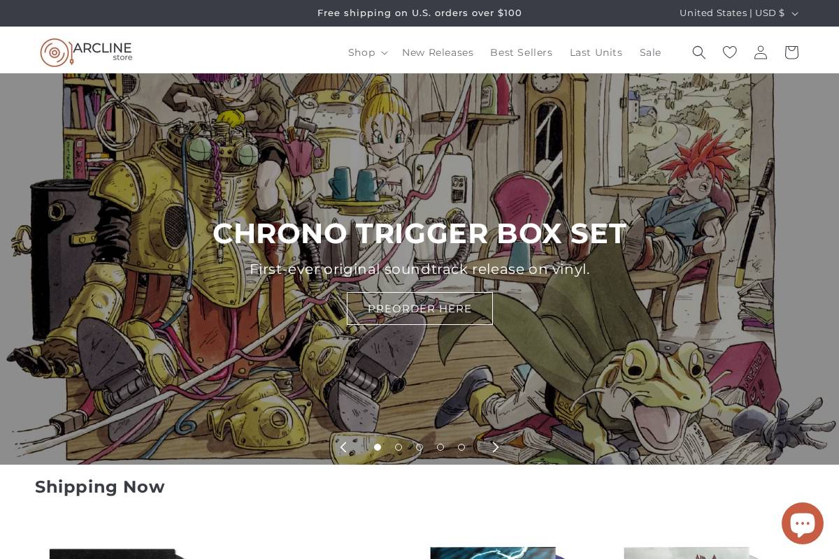 Arcline Store homepage screenshot