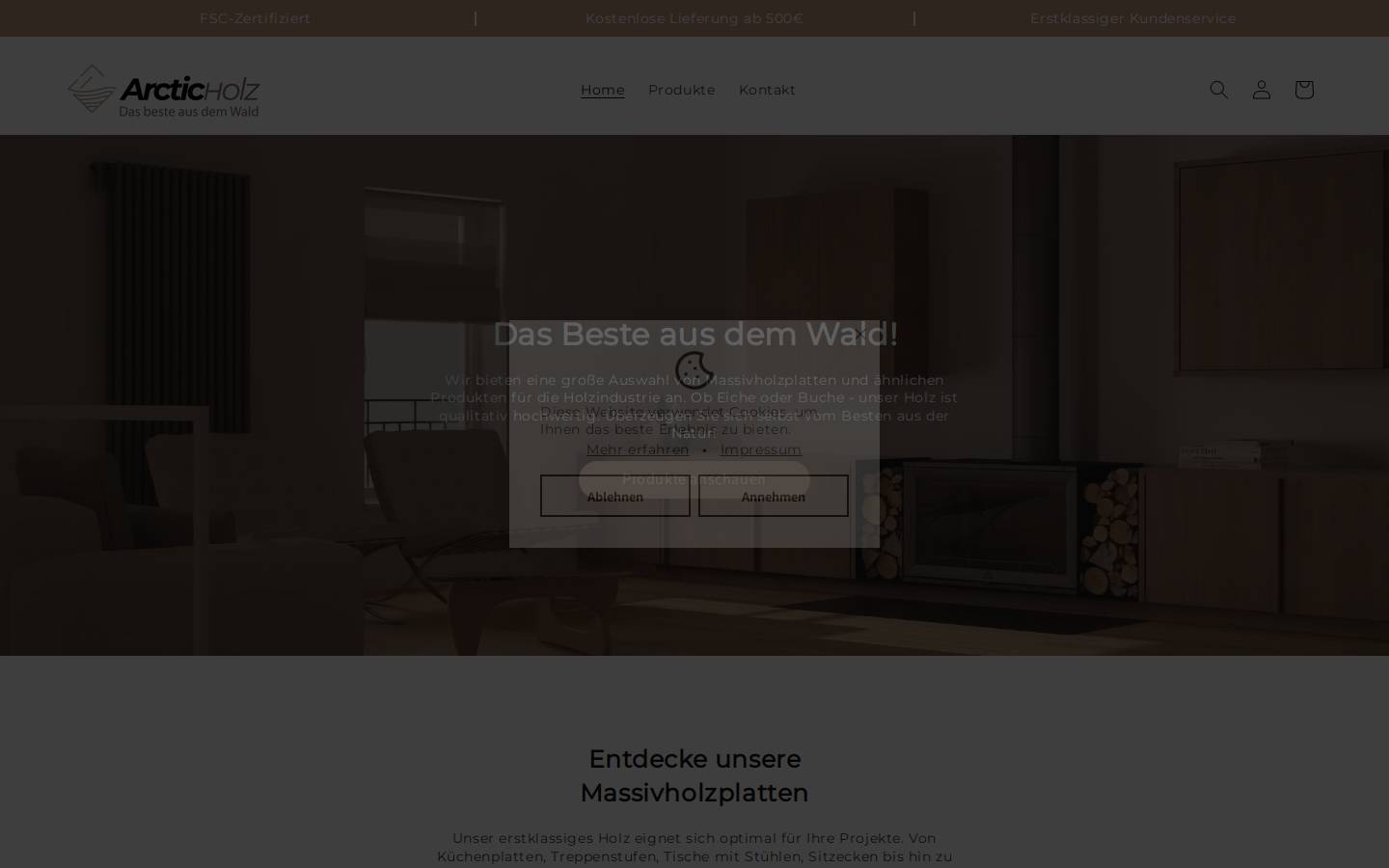 arctic-holz.de homepage screenshot