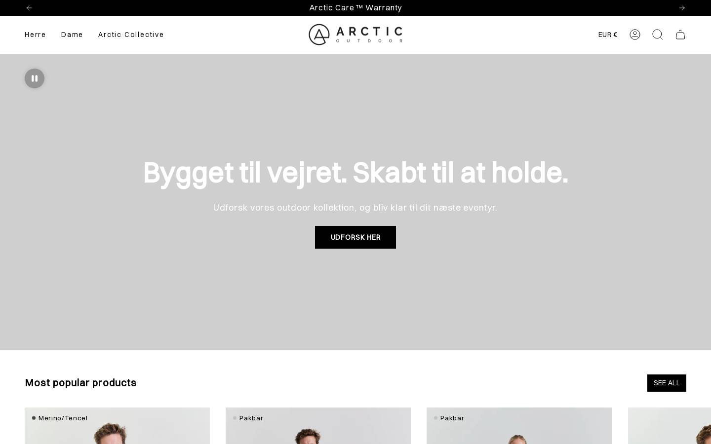 Arctic Outdoor homepage screenshot