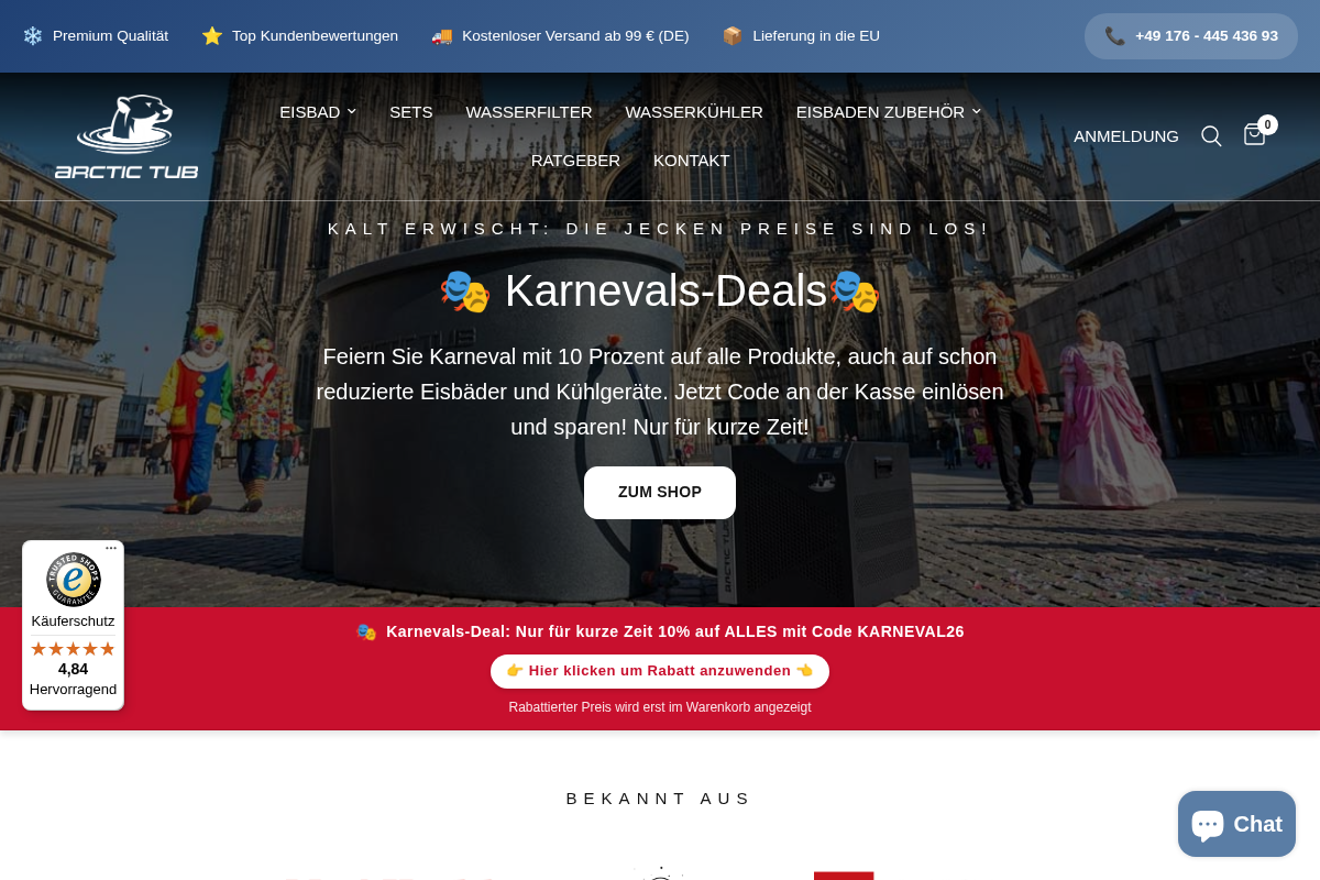 Arctic Tub homepage screenshot