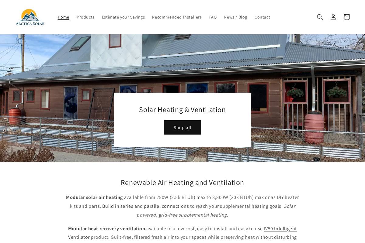 Arctica Solar homepage screenshot