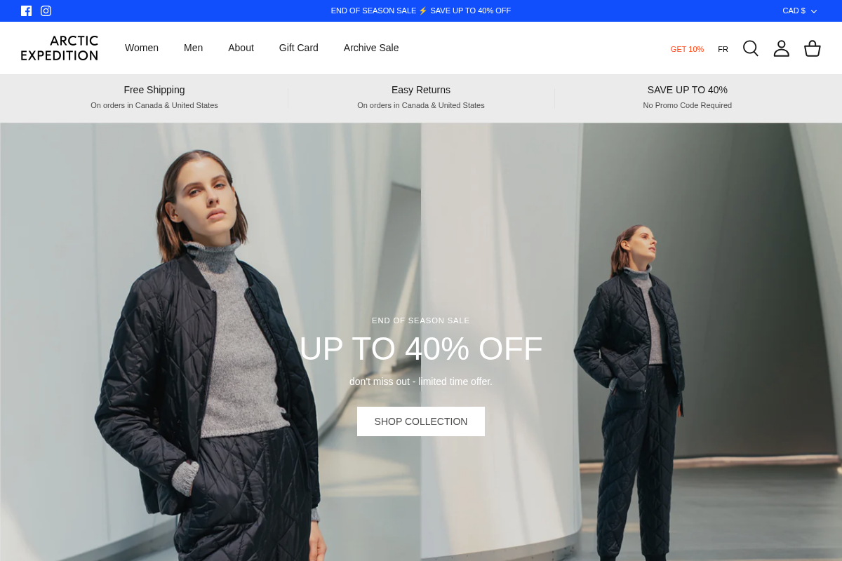 Arctic Expedition homepage screenshot