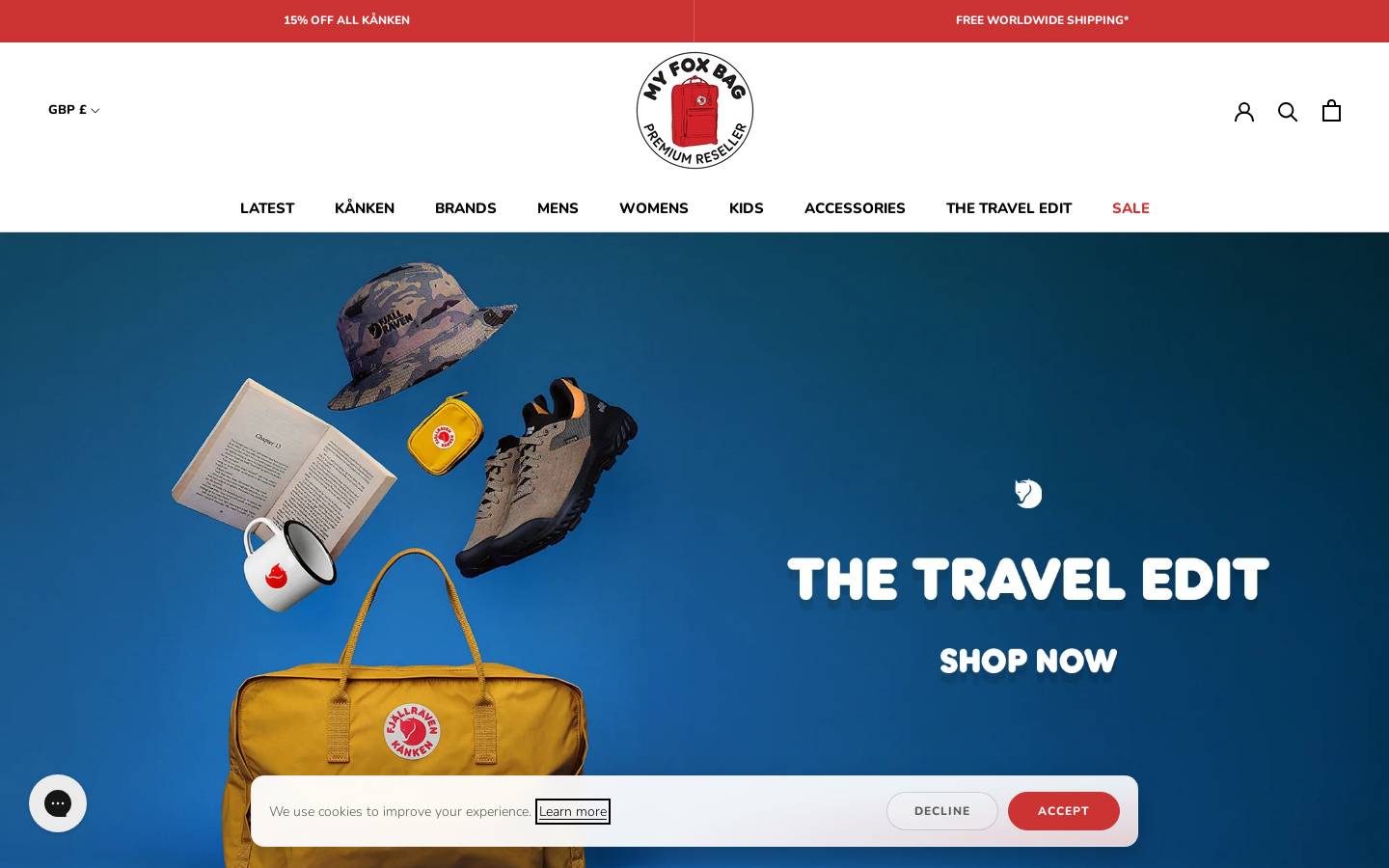arcticfoxbag.com homepage screenshot