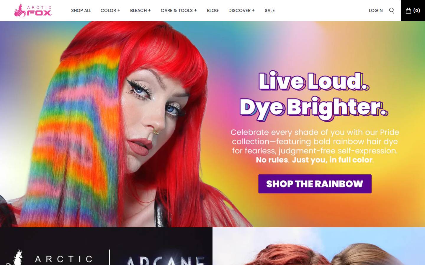 arcticfoxhaircolors.com homepage screenshot