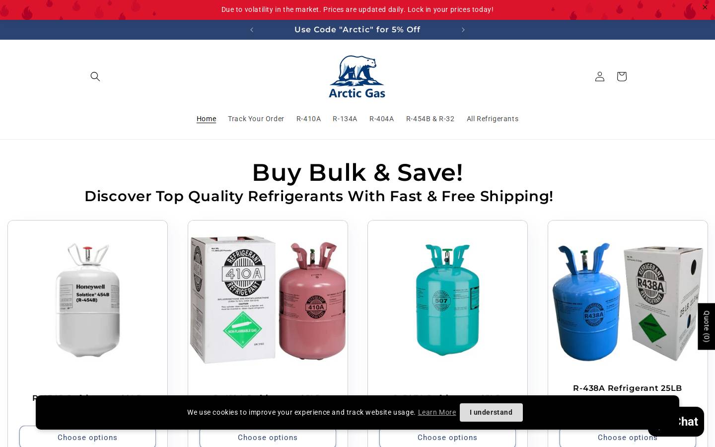 arcticgas.com homepage screenshot