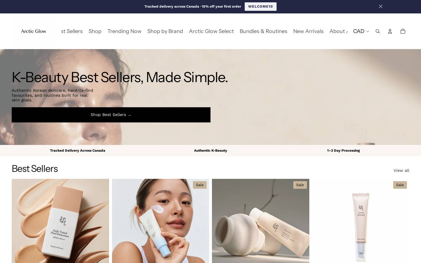 arcticglowbeauty.com homepage screenshot
