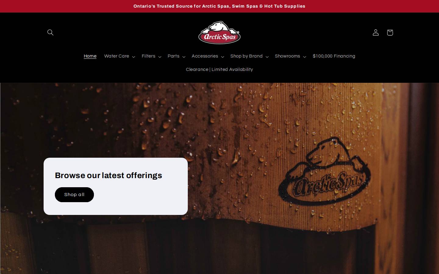 arcticspasontario.com homepage screenshot