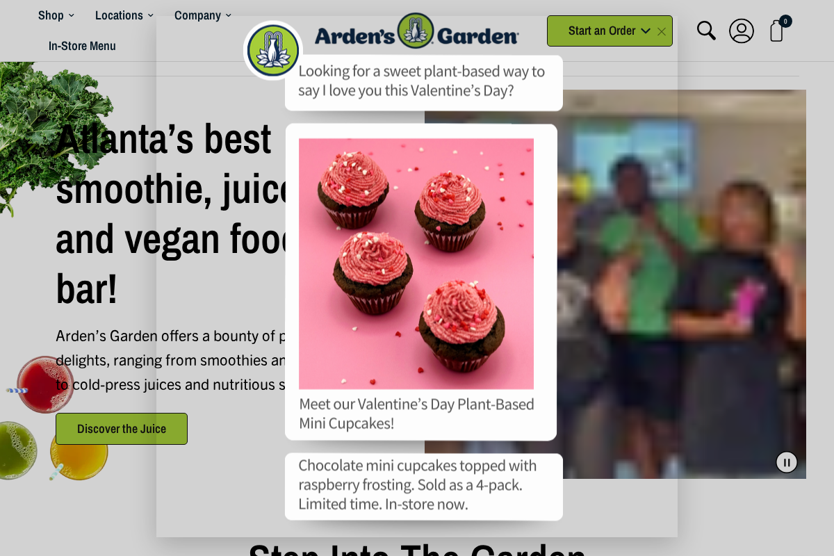 Arden's Garden homepage screenshot