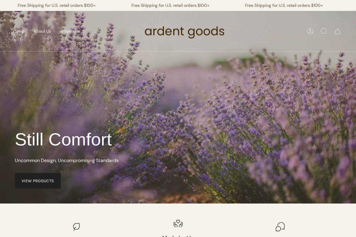 ardentgoods.co homepage screenshot