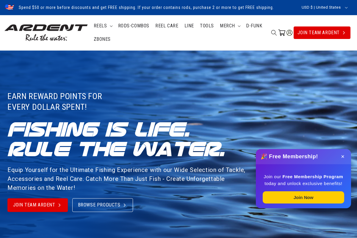 Ardent Tackle homepage screenshot