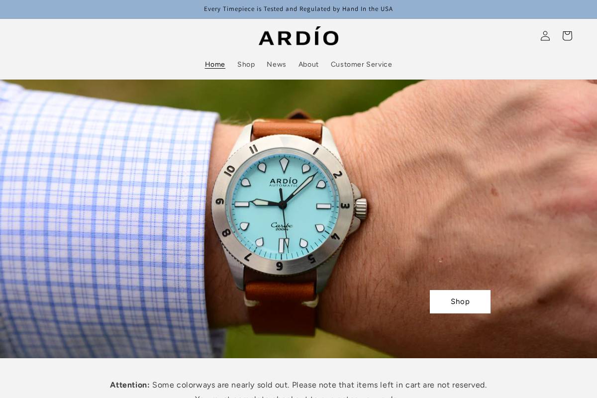 ardiowatches.com homepage screenshot
