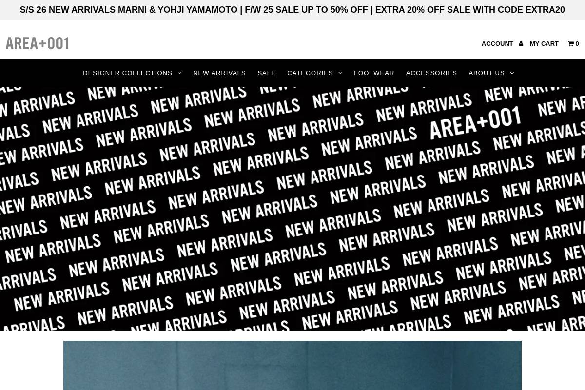 area001shop.com homepage screenshot