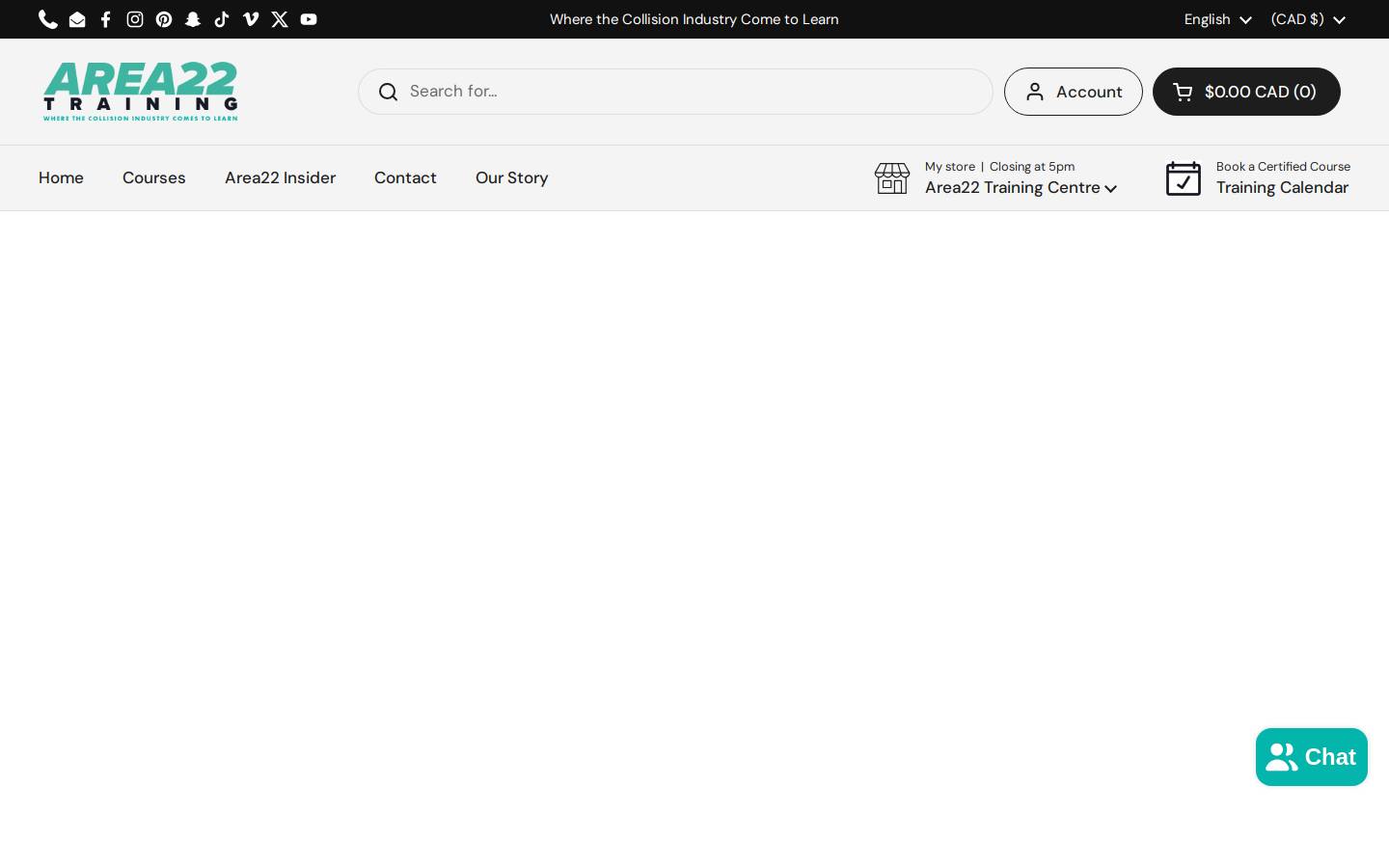 area22training.com homepage screenshot