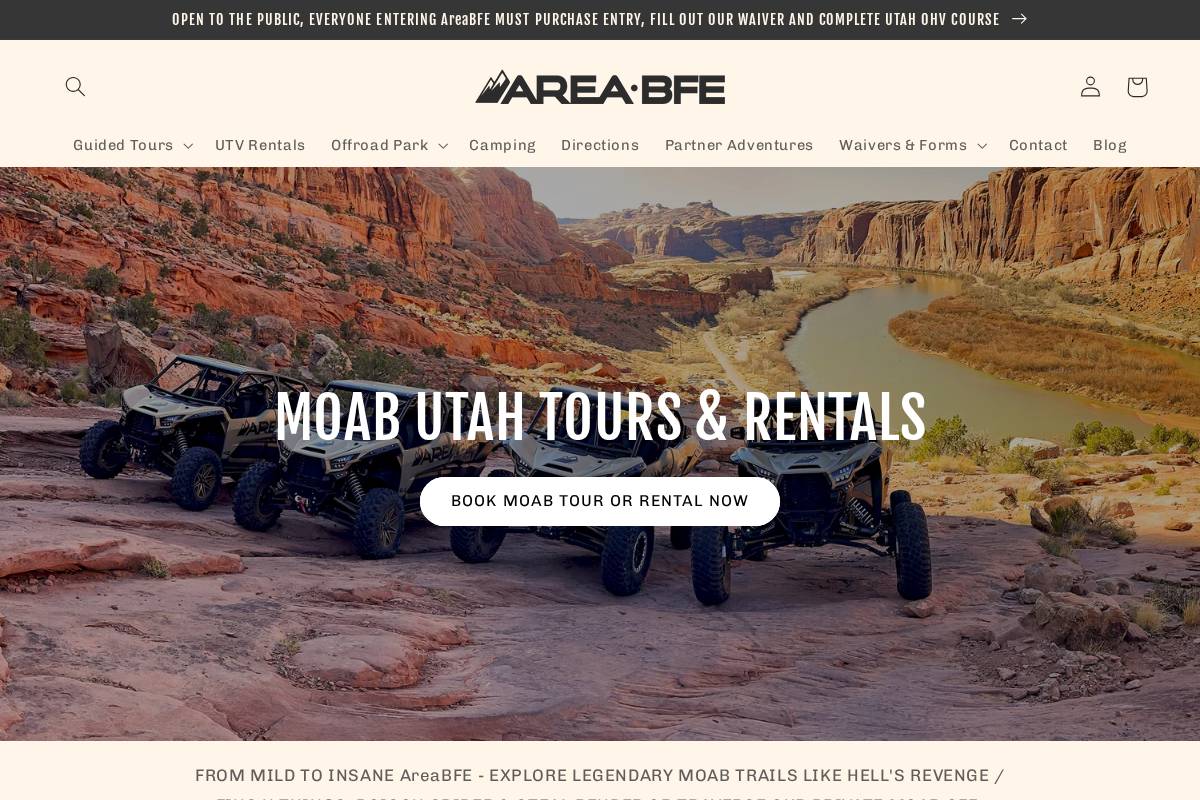 AreaBFE homepage screenshot