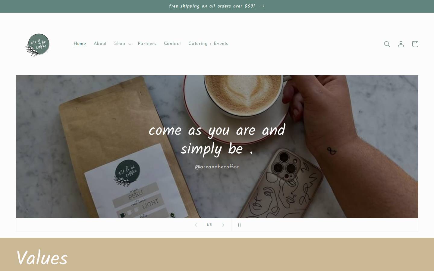 areandbecoffee.com homepage screenshot
