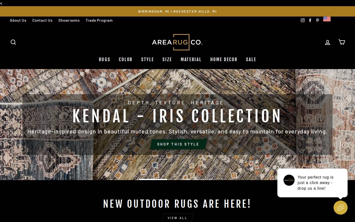 arearugco.com homepage screenshot