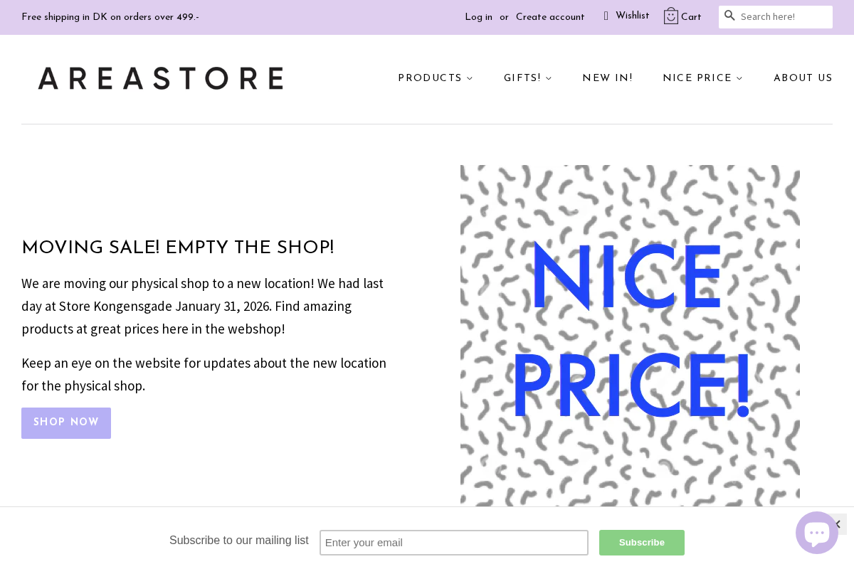 AREASTORE homepage screenshot