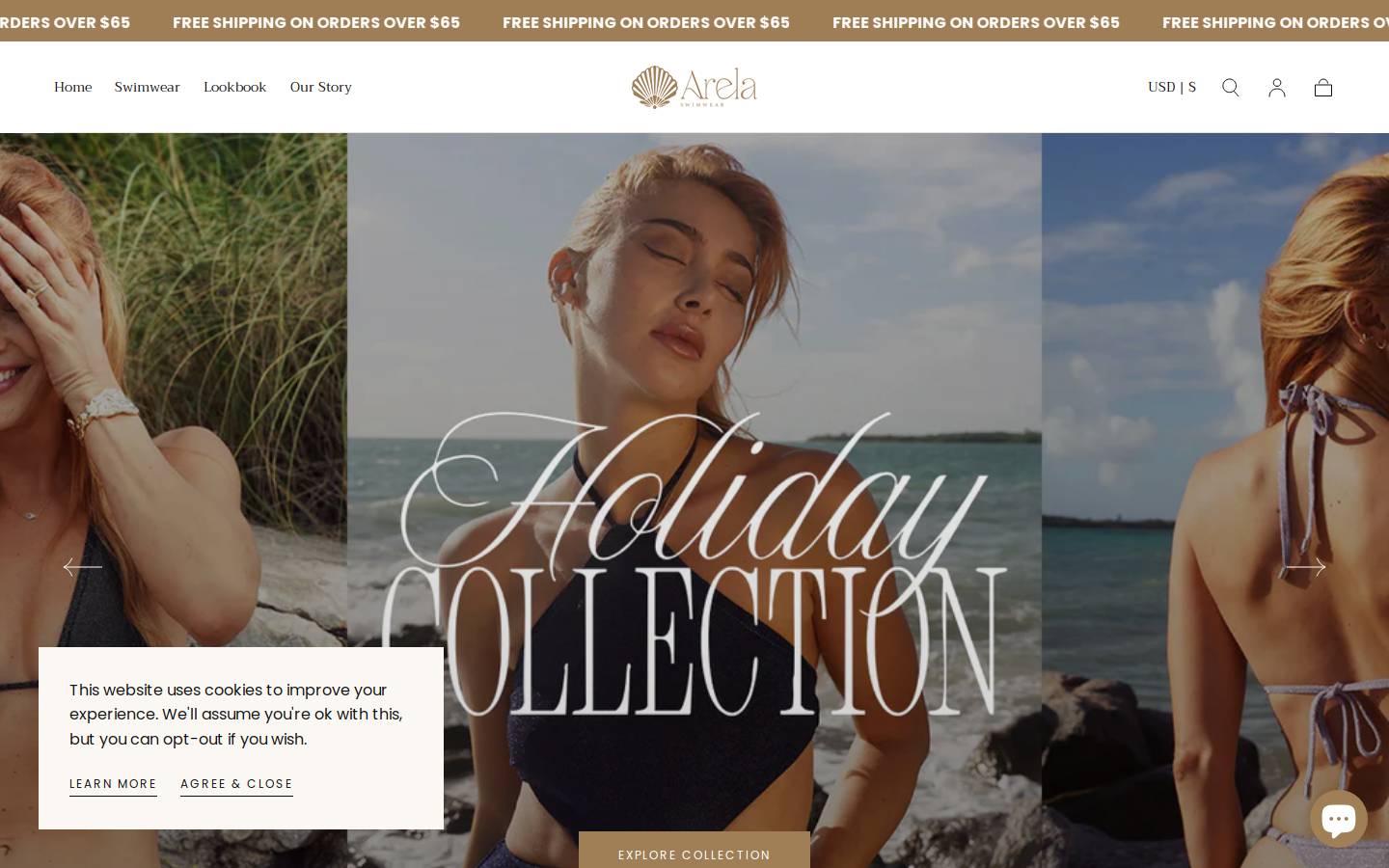 arelaswimwear.com homepage screenshot
