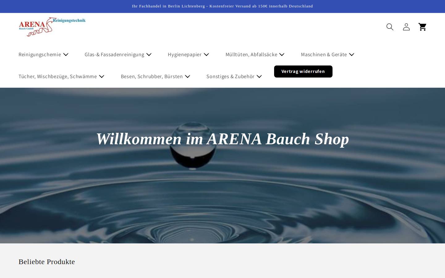 arena-bauch-store.de homepage screenshot