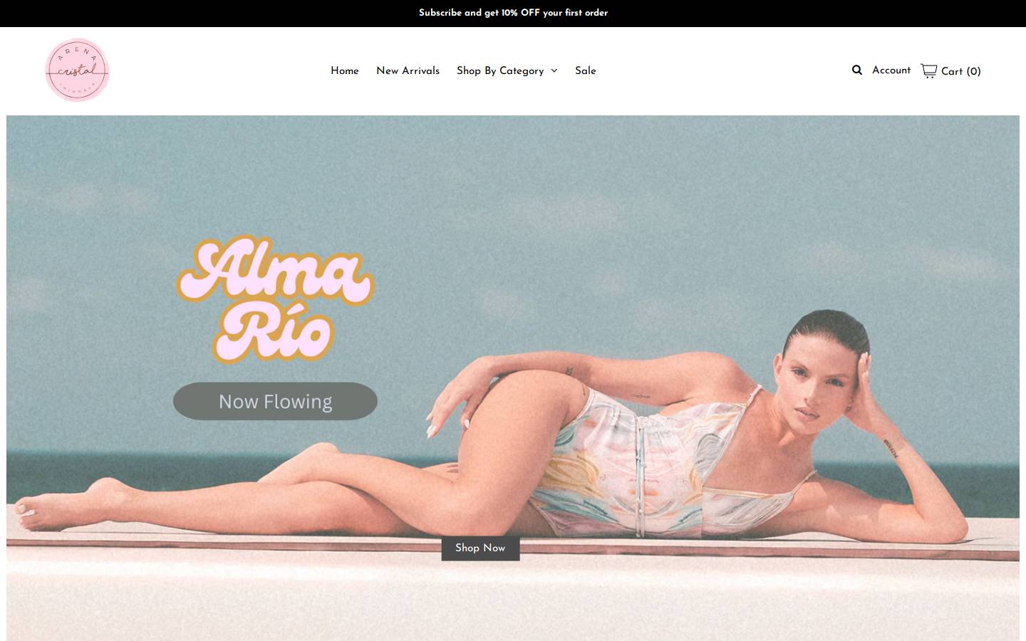 arenacristalswimwear.com homepage screenshot