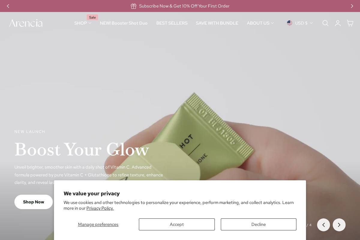 Arencia homepage screenshot