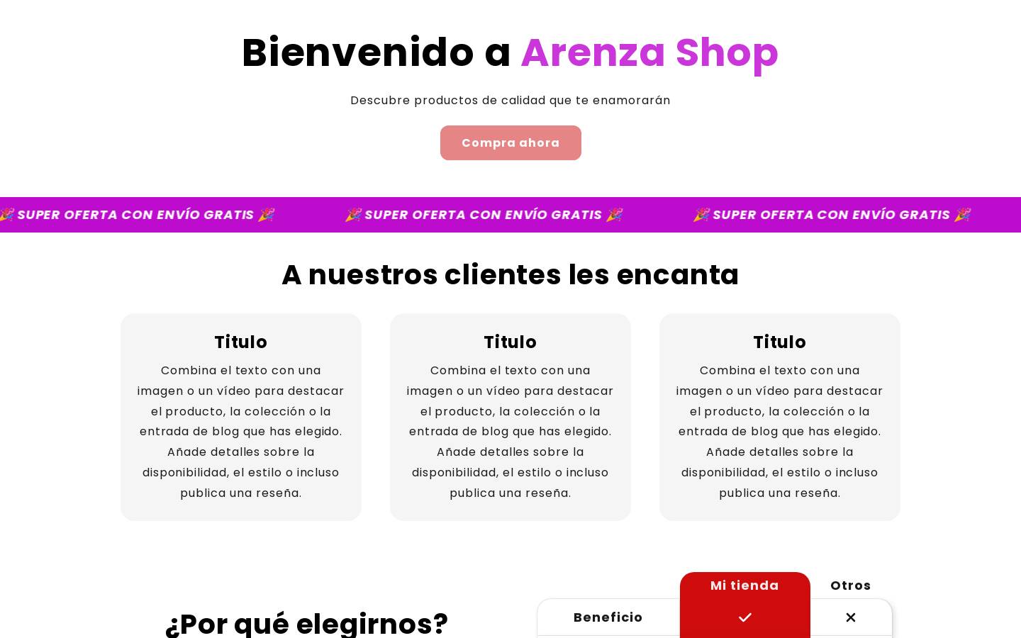 arenzashop.com homepage screenshot