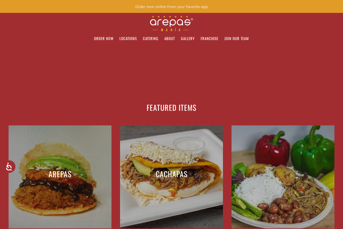 arepasmania.com homepage screenshot