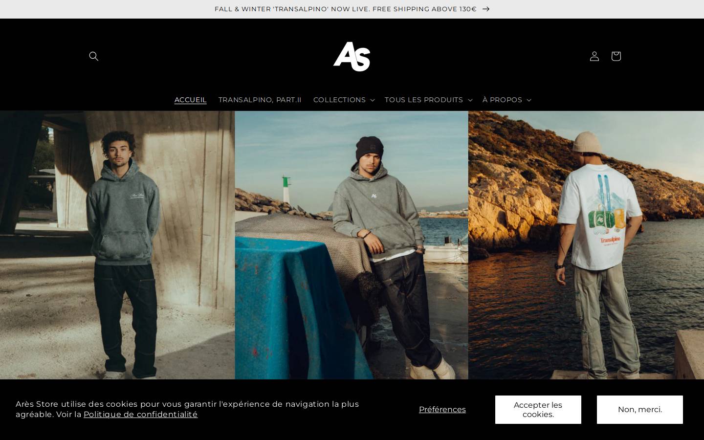 ARÈS STORE homepage screenshot