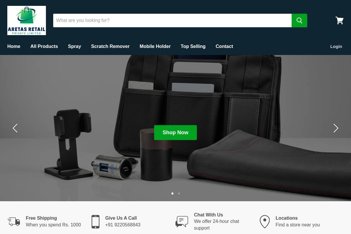 aretasretail.com homepage screenshot