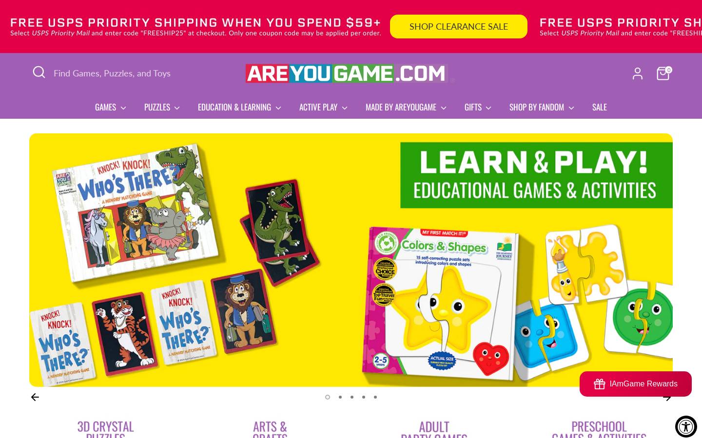 AreYouGame.com homepage screenshot