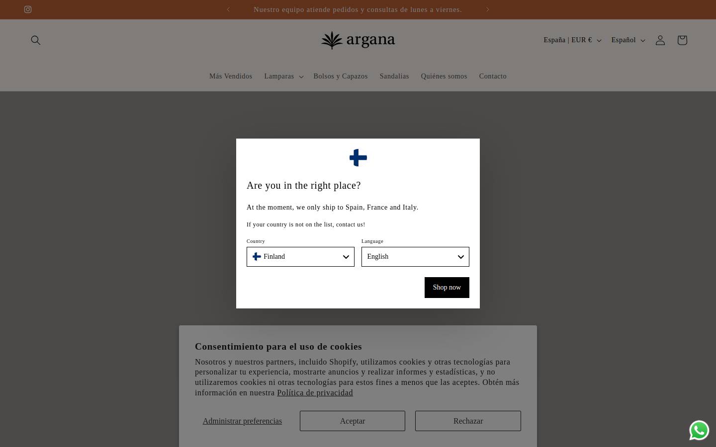 arganahandmade.com homepage screenshot