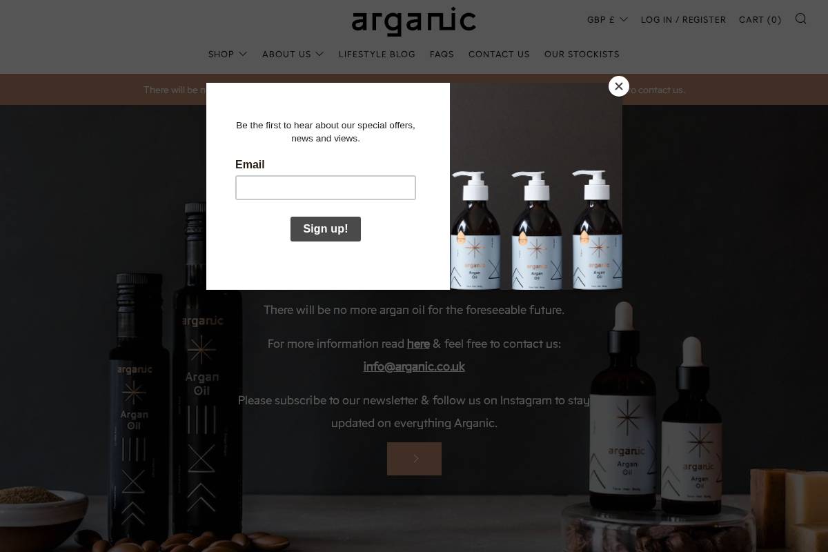 arganic.co.uk homepage screenshot