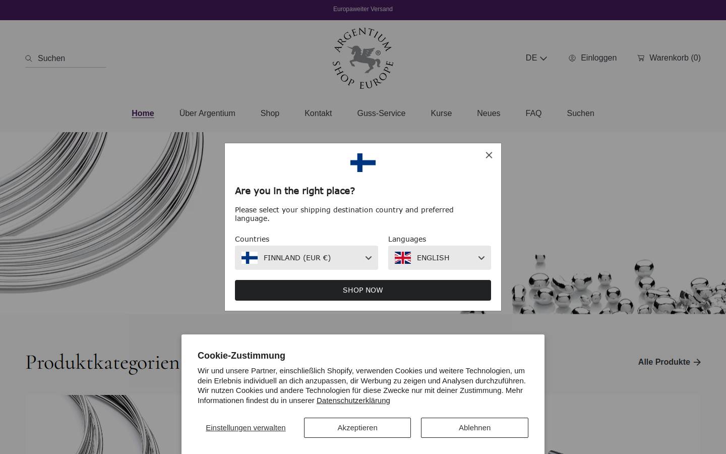 argentium-shop.com homepage screenshot