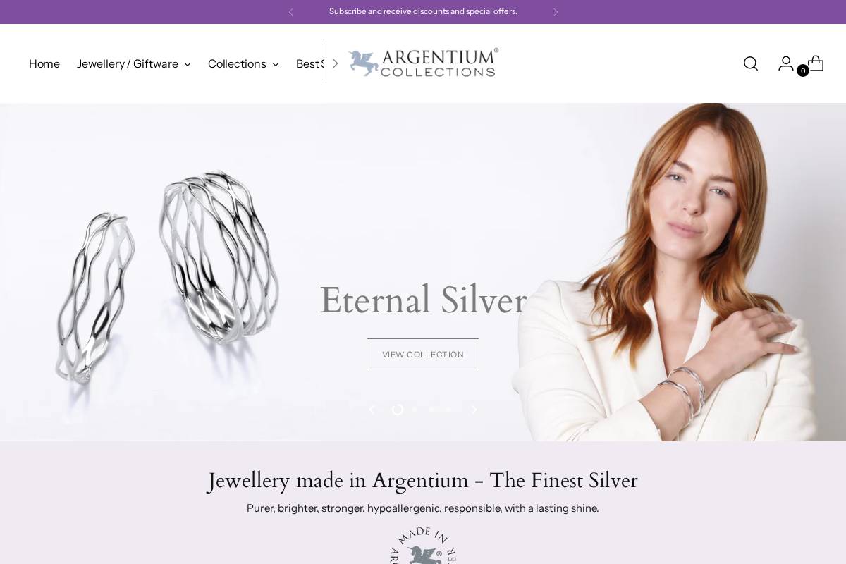 Argentiumcollections homepage screenshot